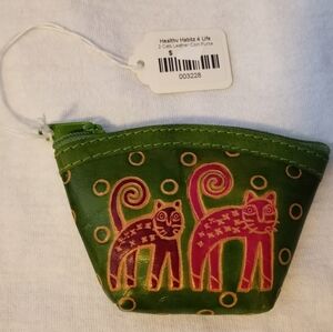 NWT Cat Leather Coin Purse, Pouch